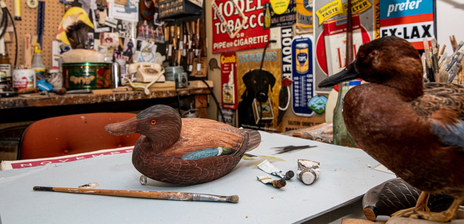 Duck carver Ron Rue's workshop at Dorchester County Historical Society - Photo by Jill Jasuta