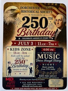 Dorchester Historical Society Presents 250th Birthday- Celebrate America's Story