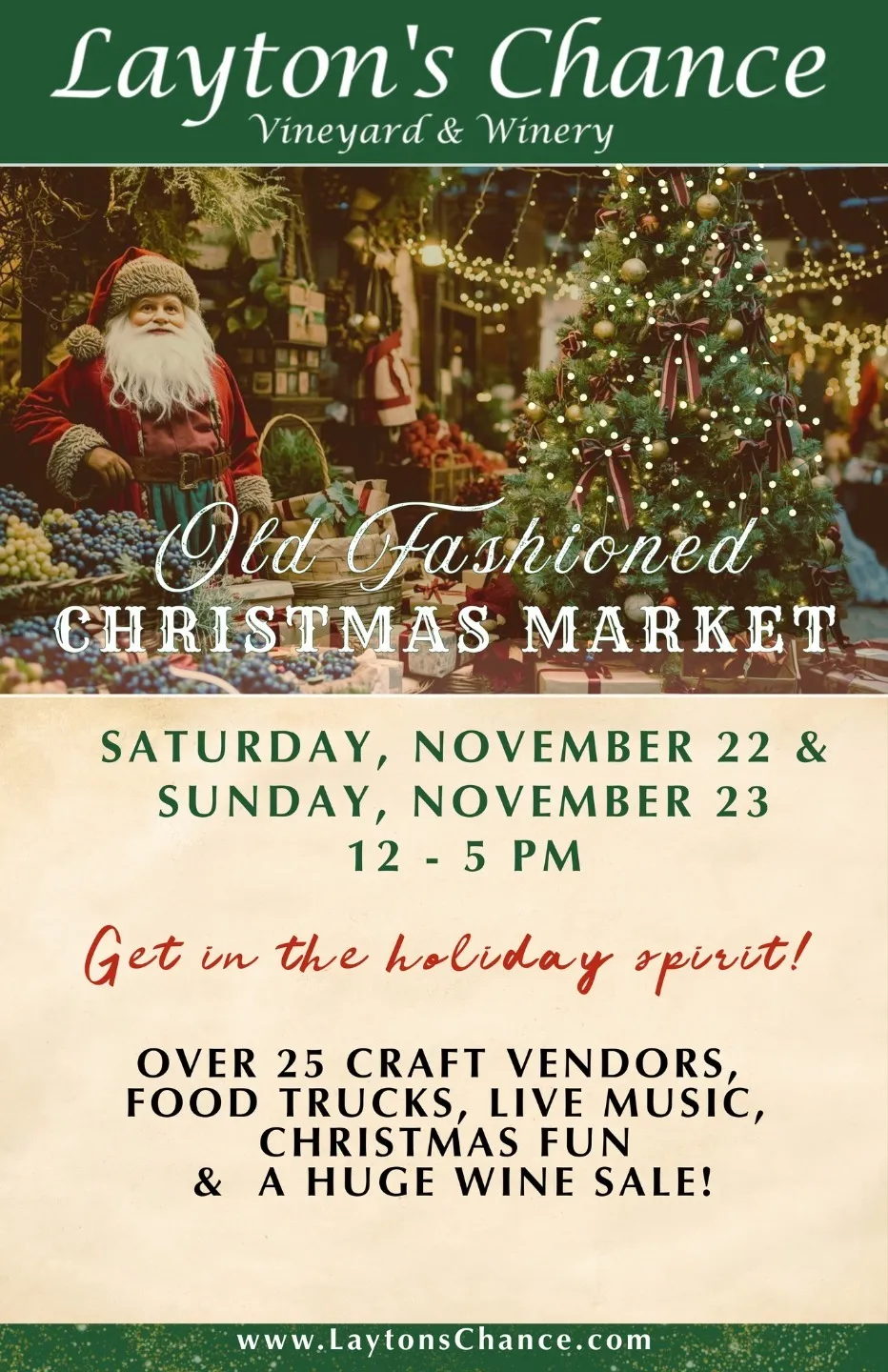 Old Fashioned Christmas Market & Wine Sale at Layton's Chance Winery