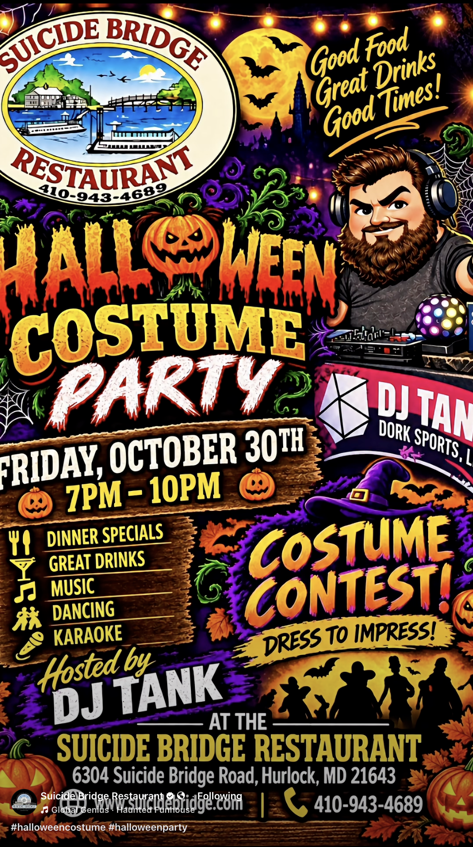 Halloween Costume Party at Suicide Bridge Restaurant