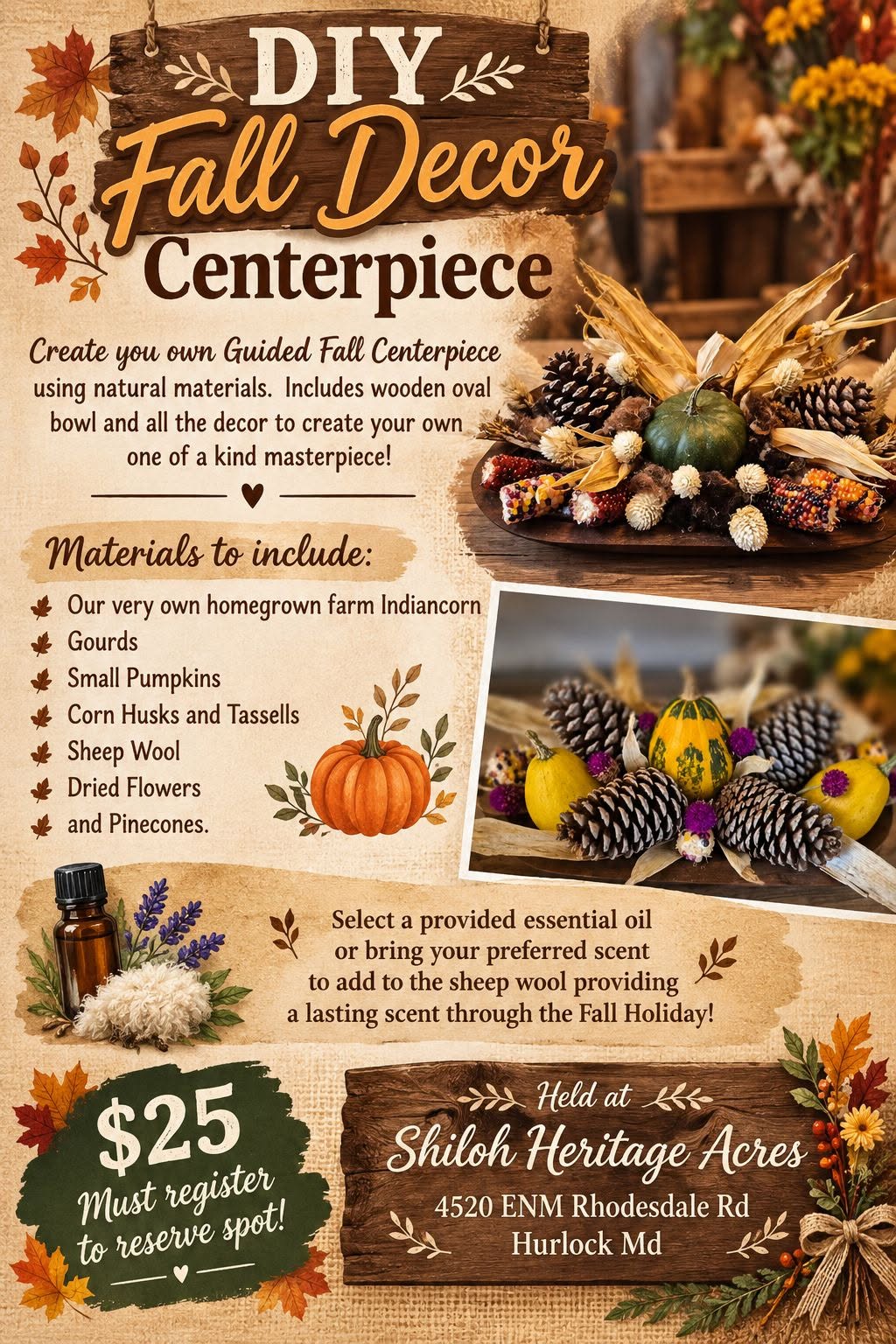 Fall Decor Centerpiece Workshop with Shiloh Heritage Acres