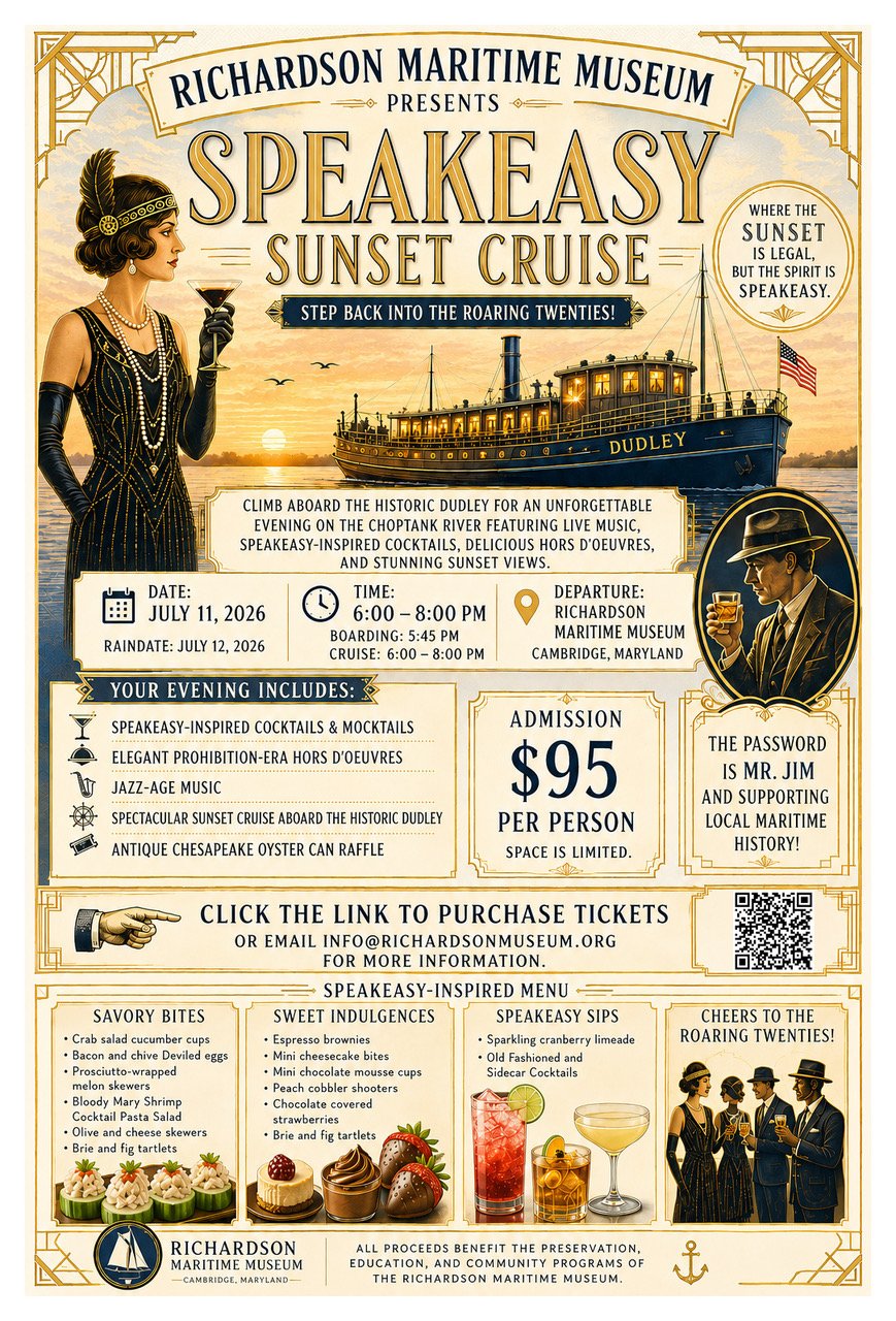 Richardson Maritime Museum Presents 'Speakeasy Sunset Cruise'